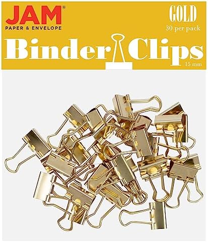 JAM PAPER Colorful Binder Clips - Extra Small - 3/5 Inch (15 mm) - Gold Binderclips - 30/Pack by JAMPaper
