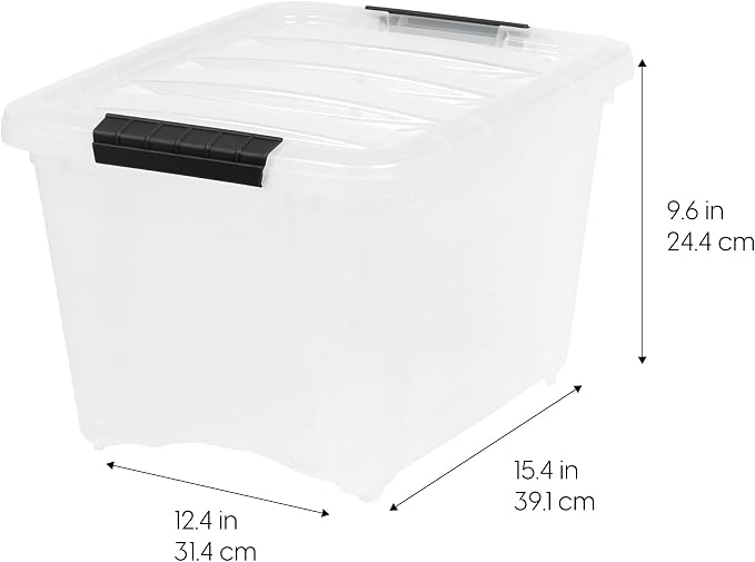 IRIS USA 6-Pack 19 Quart Storage Bins with Lids, Pearl | Conceals contents for a clean look. Great for linens, décor, closet storage, and supplies. Nestable design saves space - Image 2