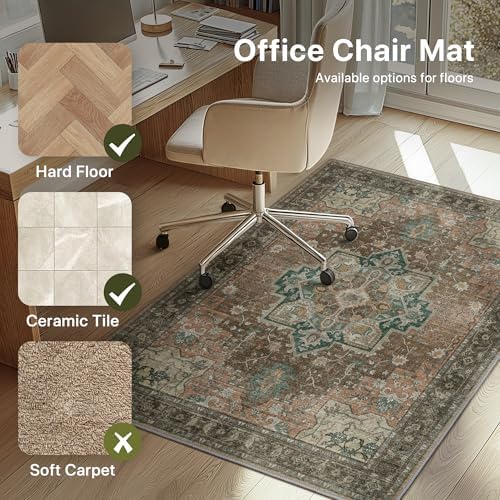 36"x48" Office Chair Mat for Hardwood Floor, Non-Slip Washable Rosewood - Image 3