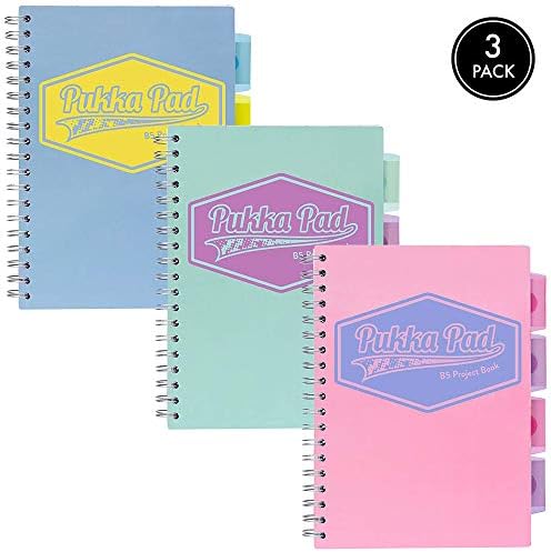 Pukka Pad 5 Subject Spiral Notebook 3-Pack - 200 Pages, 100 Sheets of 80GSM Paper with Repositionable Dividers & Perforated Edges for School & Office Planning & Organization - B5-7 X 10, Pastel - Image 2