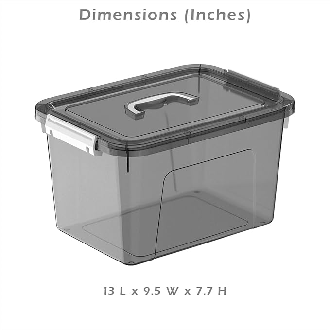 Stackable Plastic Black Storage Bins with Lids 6 Pack, 12 Quart Modular Organizer Boxes with Secure Latches for Closet, Pantry, Office and Small Item Storage - Image 2