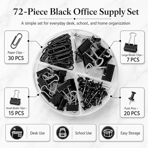 Paper Clips Binder Push Pin Set, Assorted Sized Binder Clips - Image 3