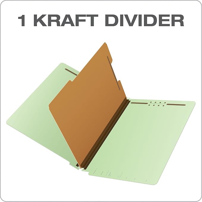 Pendaflex Pressboard End-Tab Classification Folders, Legal Size, 4 Section, 2.5" Expansion, Light Green, Straight Cut, 10/BX (23314) - Image 4