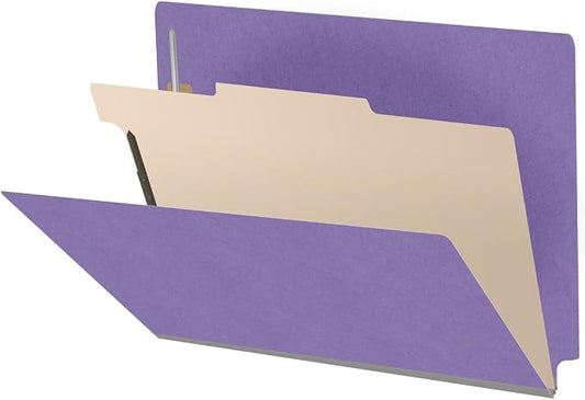 Ecom Folders Heavy Duty Top Tab Classification Folders | Letter Size 18 Pt Stock with 1 Divider | 2/5 Cut Right Position Tab for Medical, Legal and Office Documents | Purple, Box of 10 by Ecom+Folders