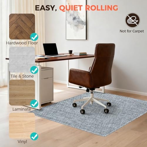 BAGAIL Office Chair Mat for Hardwood Floor, 48"x60" Heavy Duty Computer Chair Mat - Fast Flat & Smooth Glide - Non-Slip Desk Chair Floor Protector for Home Office - Black - Image 5