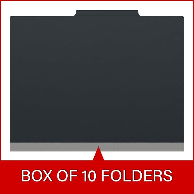25 Pt. Pressboard Classification Folders, 2/5 Cut ROC Top Tab, Letter Size, 1 Divider, Black (Box of 10) - Image 6