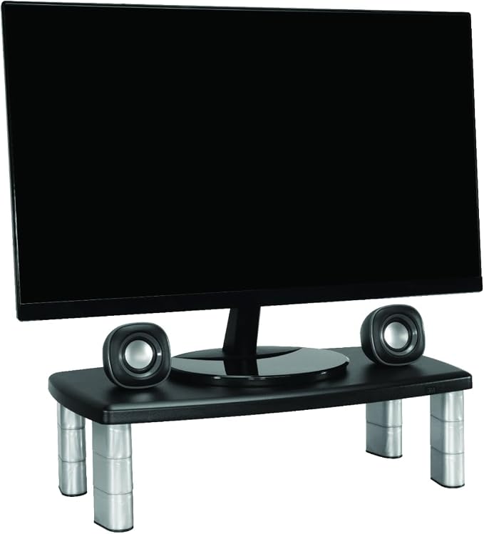 3M Extra Wide Adjustable Computer Monitor Stand, 20 in x 12 in | Height Adjustable Monitor Riser For Desk, Office, Home With Underneath Storage Space, No Skid by Unknown