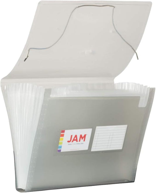 JAM PAPER Accordion Folders - 13 Pocket Plastic Expanding File - Letter Size - 9 x 13 - Smoke Grey - 2/Pack by JAMPaper