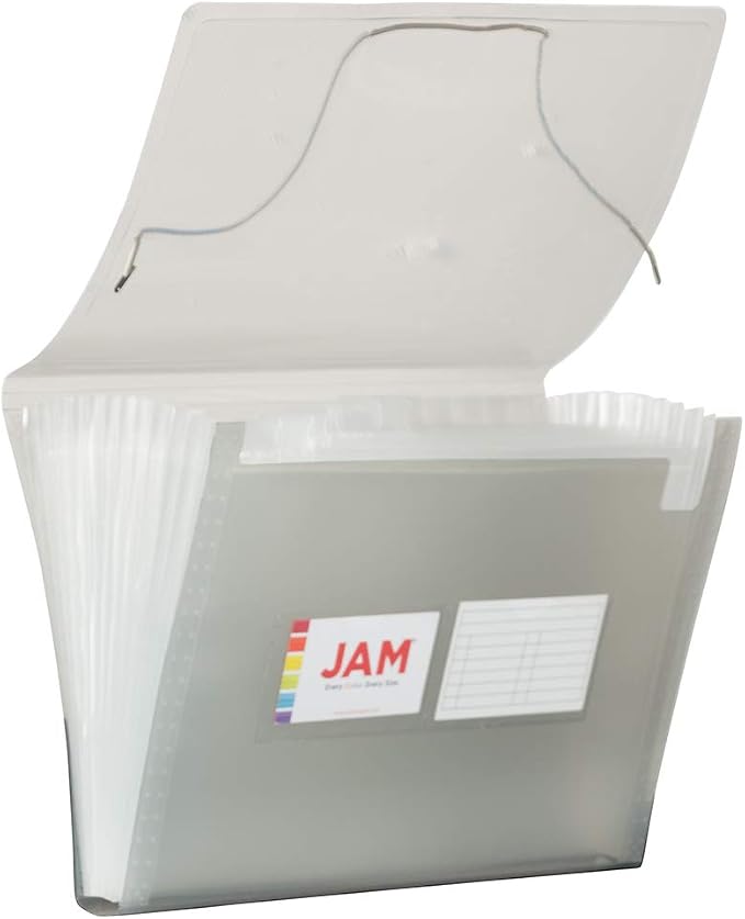 JAM PAPER Accordion Folders - 13 Pocket Plastic Expanding File - Letter Size - 9 x 13 - Smoke Grey - Sold Individually by JAMPaper