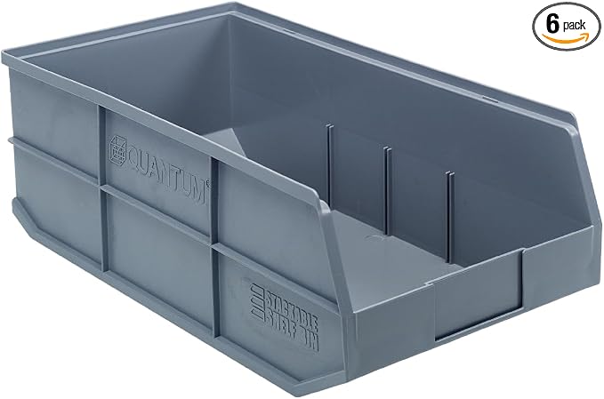 Quantum Storage SSB485 Stackable Shelf Bins Part Organizer - 20-1/2" x 11" x 7" - 6 Pack by QuantumStorageSystems