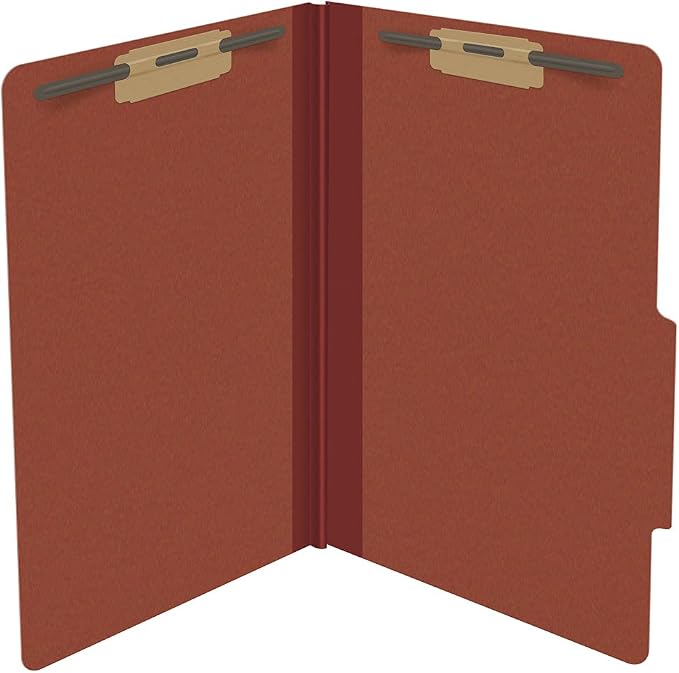 25 Pt. Pressboard Classification Folders, 2/5 Cut ROC Top Tab, Legal Size, No Dividers, Brick Red (Box of 25) - Image 4