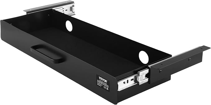 VEVOR Under Desk Drawer Slide Out, 22 inch Under Desk Mounted Pull-out Drawer Attachment, Hidden Under Counter Drawers for office Home Sit Stand Workstation, Black - Image 10