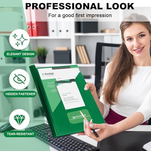 Teling 48 Pcs Presentation Folders with 3 Prong, Green Report Binder - Image 5