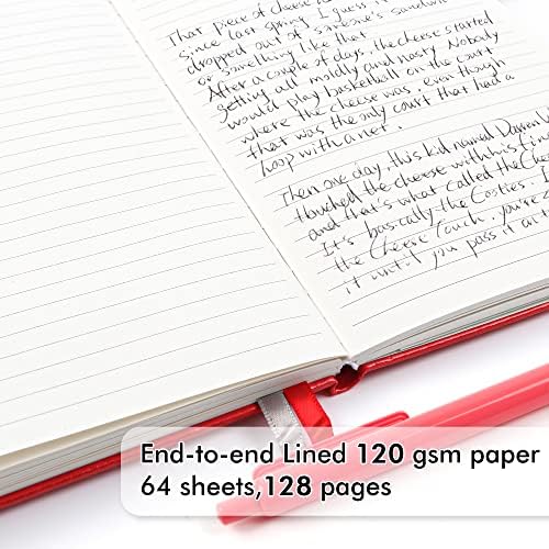 feela 12 Pack Notebooks Journals Bulk with 12 Black Pens, A5 Hardcover Notebook Classic Ruled Journal Set with Pen Holder for School Business Work Travel Writing, 120 GSM, 5.1”x8.3”, Red - Image 3