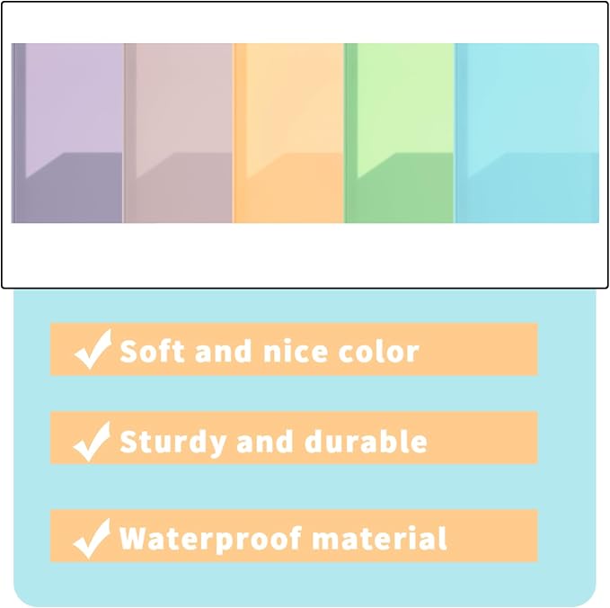 50 Pcs Cute Plastic Folders with Pockets and 3 Prongs, Pastel Colors, Durable File Folders with Fasteners and Pockets for Documents, Tear Resistant Office, School Supplies - Image 6