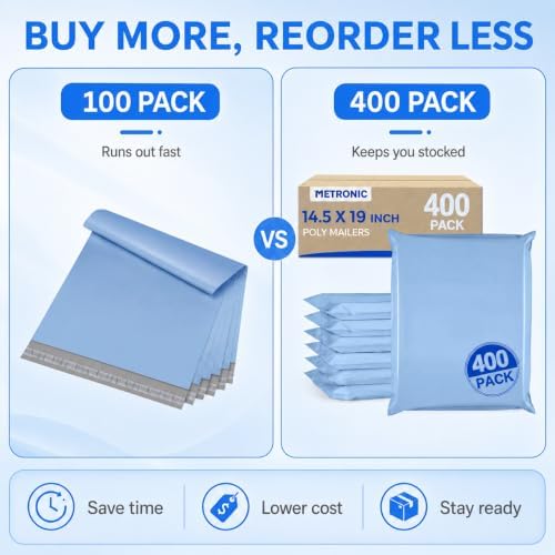 Metronic Poly Mailers 14.5x19 400PC Large Shipping Bags for Small Business - Image 6