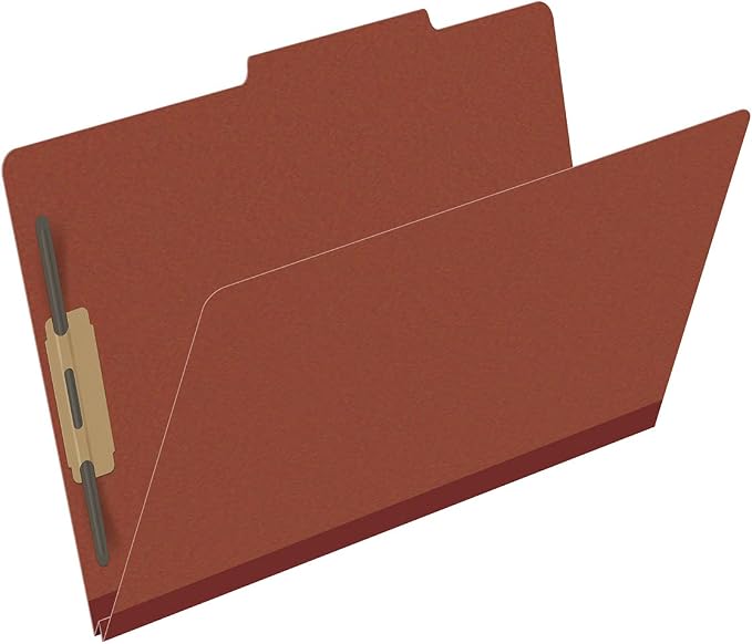 25 Pt. Pressboard Classification Folders, 2/5 Cut ROC Top Tab, Legal Size, No Dividers, Brick Red (Box of 25) - Image 2