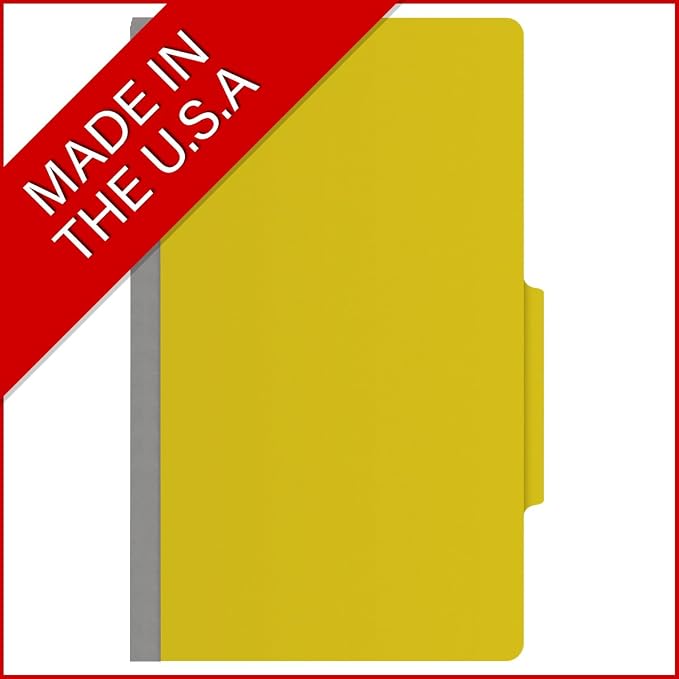 25 Pt. Pressboard Classification Folders, 2/5 Cut ROC Top Tab, Legal Size, 1 Divider, Yellow (Box of 10) - Image 5
