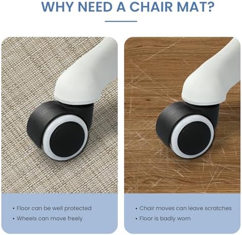 Chair Mat for Hardwood Floor, 36" x 48" Heavy Duty Office Chair Mat for Rolling Chairs, Anti Slip, Non-Curve, Floor Protector for Home Office, Ivory Linen Weave - Image 6