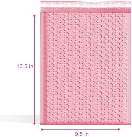 Light Pink Bubble Mailers 9.5x14.5, Poly Padded Envelopes #4, 100 Pack - Image 2