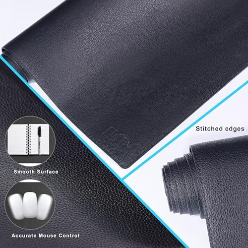 Cacoy 40"x16" Leather Desk Pad Blotter Black, Desk Mat for Keyboard & Mouse - Image 5