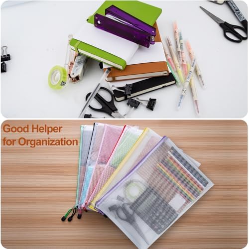 72pcs Mesh Zipper Pouch Bags,A4 Letter Size Zipper Mesh Document Pouch - Image 6