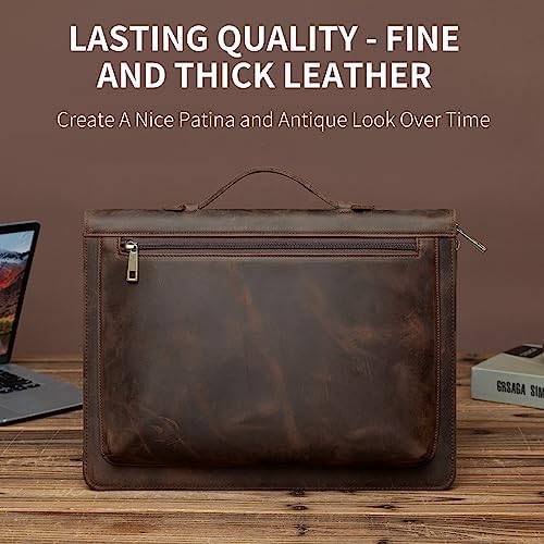 YIWEN Leather Portfolio with Handle, Zippered Front Pocket and Clip - Image 4