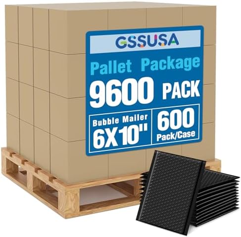 GSSUSA Black Bubble Mailers 6x10 Small Padded Envelopes 9600 Pack,1 Pallet by GSSUSA