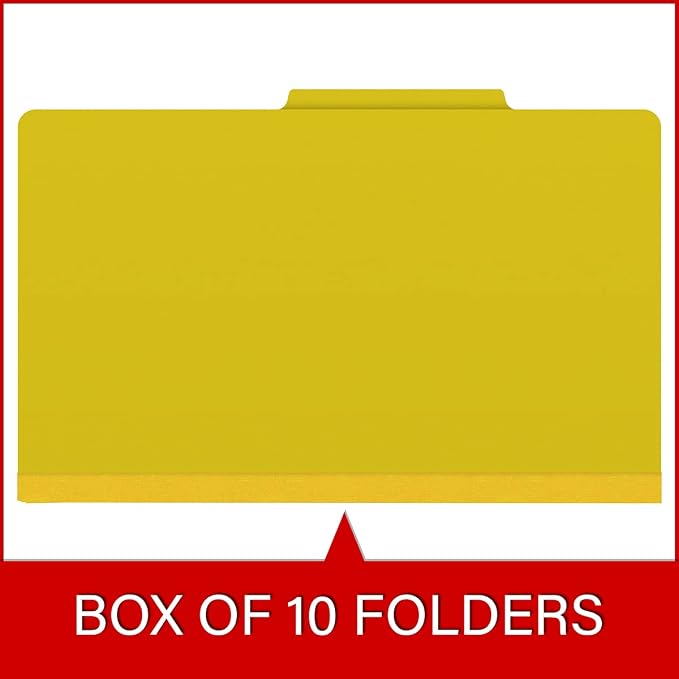 25 Pt. Pressboard Classification Folders, 2/5 Cut ROC Top Tab, Legal Size, No Dividers, Yellow (Box of 25) - Image 6