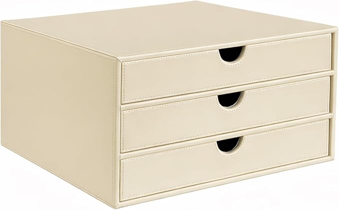 UnionBasic Document Organizer, 3-Drawer File Cabinet Document Storage Box, Office Desktop Filing Organizer, Seashell | Document Storage Box, Office Desktop Filing Organizer by UnionBasic
