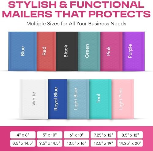 Hot Pink Bubble Mailers 4x8, Self Seal Poly Padded Envelopes #000, 500 Pack - Image 3