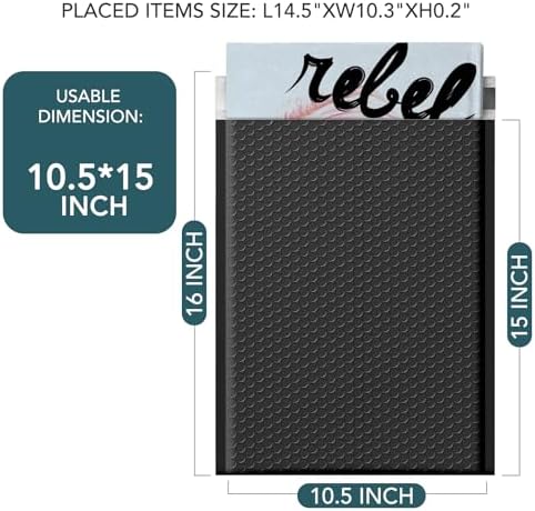METRONIC Black Bubble Mailers 10.5x16 Inch 25 Pack Large Padded Envelopes - Image 2