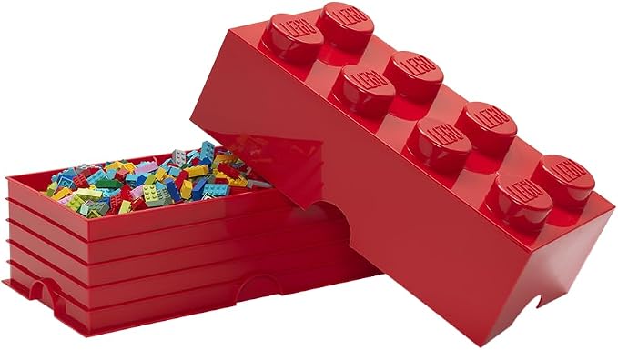 Room Copenhagen, LEGO Brick Box Stackable Storage Containers - Organizational Building Blockss - 19.69 x 9.84 x 7.09 Inches - Brick 8, Bright Red | Large 19.69 x 9.84 x 7.09 in Plastic Bin, Organizational Building Block for Toy Bricks, PVC Free Polypro... - Image 2