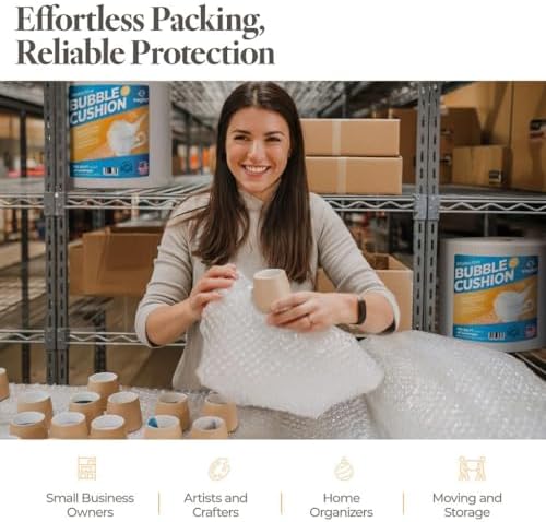 Bubble cusion for Packing & Moving - 12" Width X 600 FT 150 FT Each 4 Rolls Bubble cusion for Moving, Extra Protection for Shipping, Packaging Boxes & Mailers, Perforated Every 12 IN - Image 3