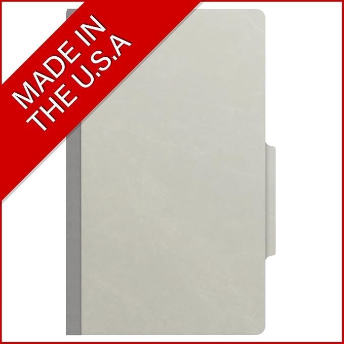 25 Pt. Pressboard Classification Folders, 2/5 Cut ROC Top Tab, Legal Size, 1 Divider, Light Gray (Box of 10) - Image 5