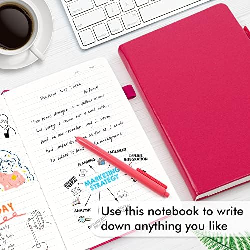 feela 24 Pack Journal Notebook for Work, Business Notebook Bulk Hardcover Lined Writing Journal with Pen Holder for Men Women Note Taking, with 24 Black Pens, 120 GSM, 5.1”x8.3”, A5, Berry - Image 4