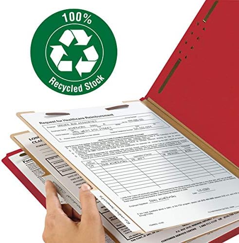 Smead Value Filing 100% Recycled Pressboard Classification File Folder, 2 Dividers, 2" Expansion, Letter Size, Bright Red, 10 per Box - Image 4