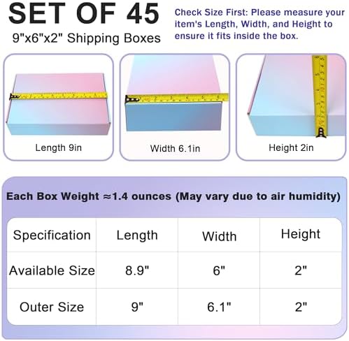 9"x6"x2" Shipping Boxes 45 Pack, Corrugated Packaging Mailer Boxes, ‎Purple Gradient Shipping Packaging Boxes for Small Business - Image 2