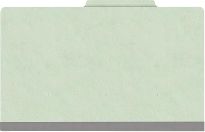 25 Pt. Pressboard Classification Folders, 2/5 Cut ROC Top Tab, Legal Size, 1 Divider, Pale Green (Box of 10) - Image 3