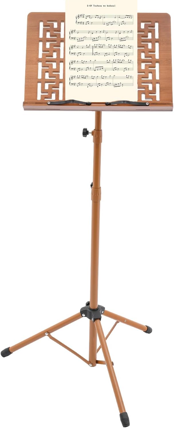 Sheet Music Stand & Desktop Book Stand, Rotatable Music Book Holder Stand,Wooden Portable Sheet Music Table Stand Height Adjustable from 27.5-70.8in with Book Stand Support,Foldable Tripod by Unknown