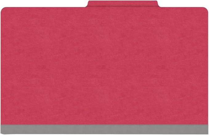 18 pt Heavy Duty Top Tab Color Folders, 2/5 Cut ROC Top Tab, Legal Size, 2 Dividers, Red (Box of 10) - Image 3