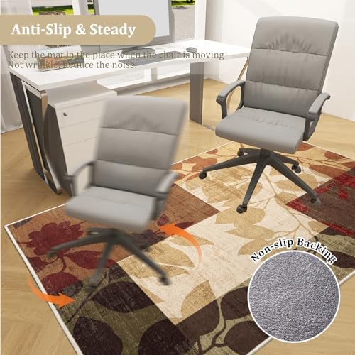Office Chair Mat for Hardwood Floor, 48"x36" Easy Glide Computer Desk Mat Protector for Rolling Chair Under Desk Rug Nonslip Backing, Machine Wash (Modern) - Image 5