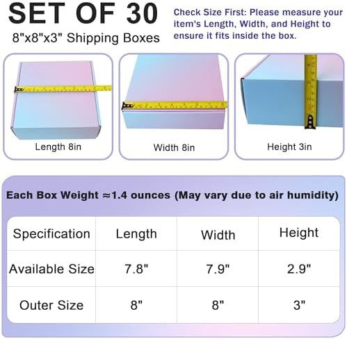 8"x8"x3" Shipping Boxes, 30 Pack Purple Cardboard Mailer Boxes for Small Business - Image 2