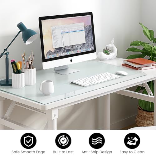VASUHOME 24" x 18" Premium Tempered Glass Desk Mat with Beveled Edge - Ergonomic Desk Protector, Crystal Clear, Dry Erase Surface, Ideal Table Top Protector for Home & Office - Image 5