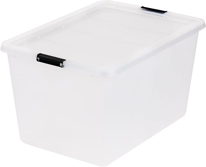 IRIS USA 4-Pack 55 Quart Clip Box with Latching Lid | Latching lid secures office and household supplies. Stackable, nestable design maximizes storage space - Image 7