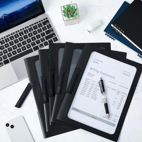 Yeaqee 25 Pcs Clear Report Covers with Clip Sliding Bar Locking Report Folder Cover Plastic Presentation Folders Binder Portfolio for Letter Size Document Paper Resume, Black 9 x 11.4 Inch - Image 6
