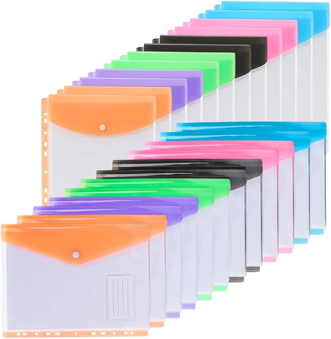 11-Hole Expanding File Pockets Assorted Colors, Folder for Binder to Help Organize Documents, Receipts, Notes and Paperwork While Keeping Files Neatly Separated，24PCS-C by Unknown