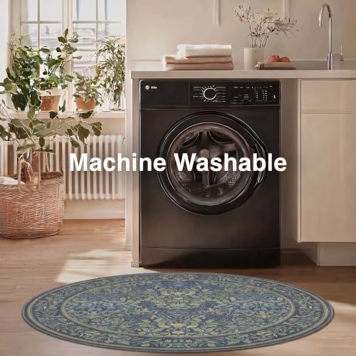 5FT Round Office Chair Mat for Hardwood Floor, Non-Slip Washable Dark Blue - Image 4