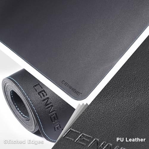 CENNBIE Leather Desk Mat - 43.6" x 16" Oversized Mouse Pad, Black - Image 3