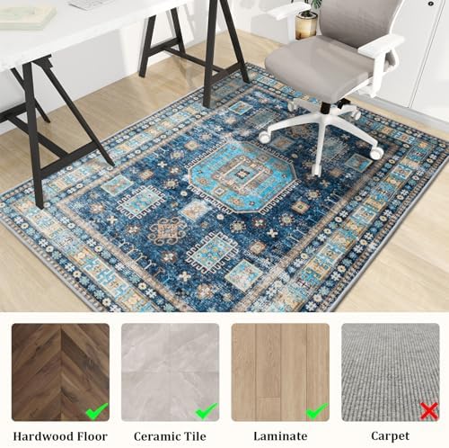 Office Chair Mat for Hardwood Floor, 60"x45" Easy Glide Computer Desk Mat Protector for Rolling Chair Under Desk Rug Nonslip Backing, Machine Wash, (Modern) - Image 3